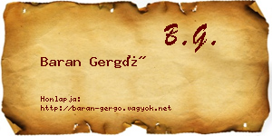 Baran Gergő névjegykártya